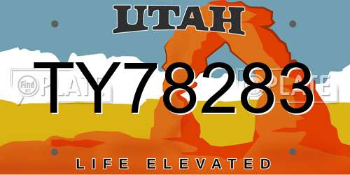 TY78283 Utah License Plate