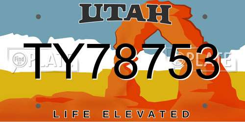 TY78753 Utah License Plate