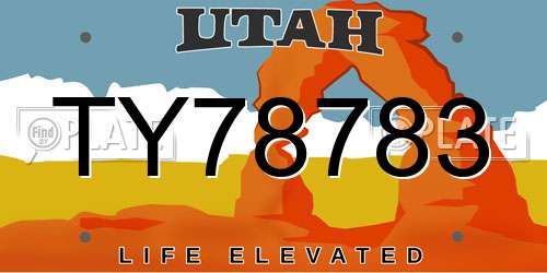 TY78783 Utah License Plate