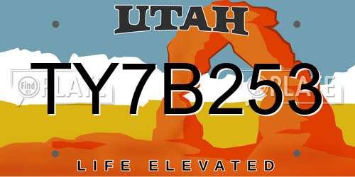 TY7B253 Utah License Plate