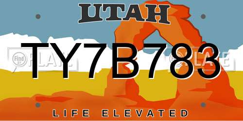 TY7B783 Utah License Plate
