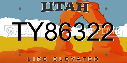 TY86322 Utah License Plate