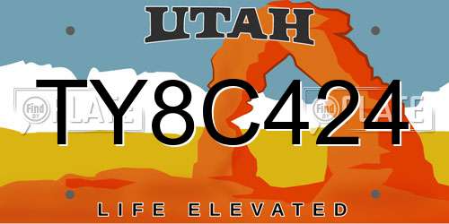 TY8C424 Utah License Plate