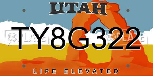 TY8G322 Utah License Plate