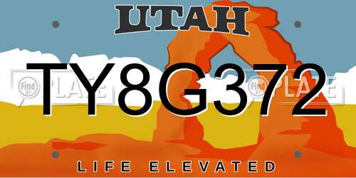 TY8G372 Utah License Plate