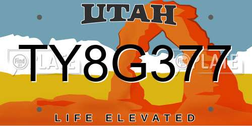 TY8G377 Utah License Plate