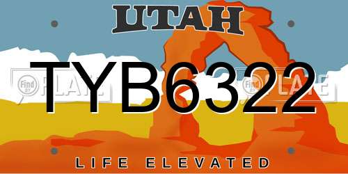 TYB6322 Utah License Plate