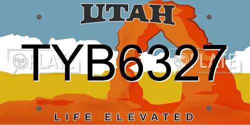 TYB6327 Utah License Plate