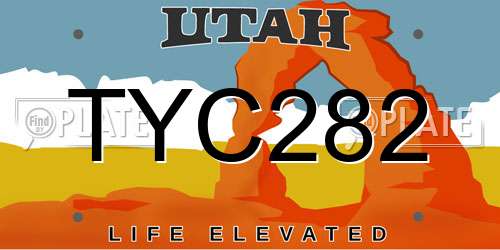 TYC282 Utah License Plate