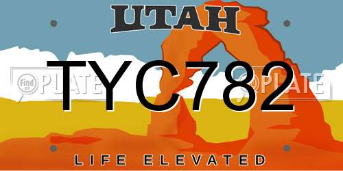 TYC782 Utah License Plate