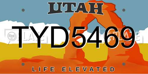 TYD5469 Utah License Plate