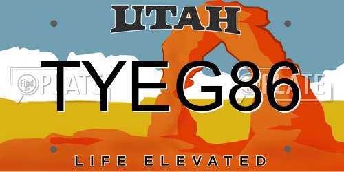TYEG86 Utah License Plate