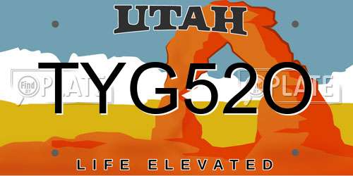TYG52O Utah License Plate