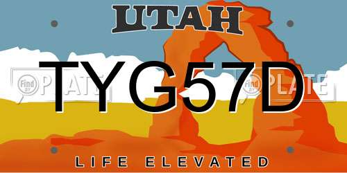 TYG57D Utah License Plate
