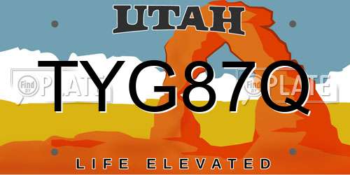 TYG87Q Utah License Plate