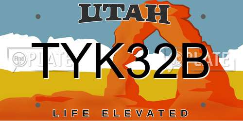 TYK32B Utah License Plate