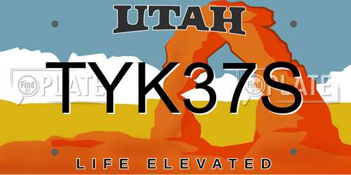 TYK37S Utah License Plate