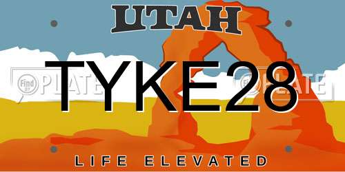 TYKE28 Utah License Plate