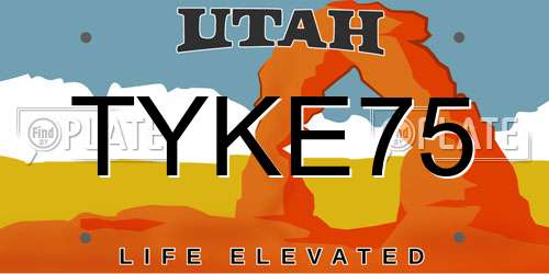TYKE75 Utah License Plate