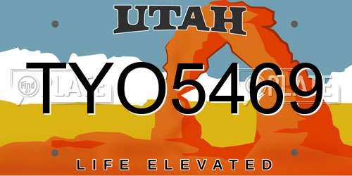 TYO5469 Utah License Plate