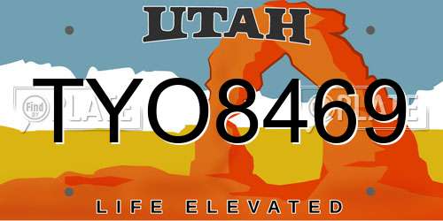 TYO8469 Utah License Plate