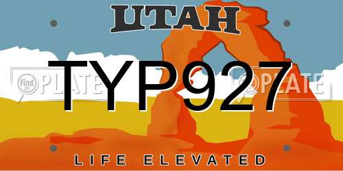 TYP927 Utah License Plate