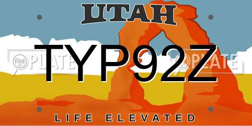 TYP92Z Utah License Plate