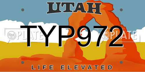 TYP972 Utah License Plate