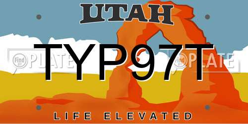 TYP97T Utah License Plate