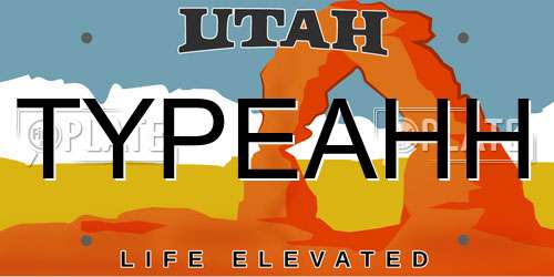 TYPEAHH Utah License Plate