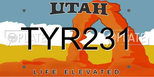 TYR231 Utah License Plate