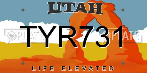 TYR731 Utah License Plate