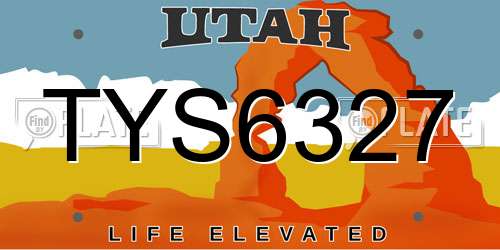 TYS6327 Utah License Plate