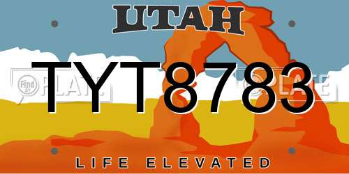 TYT8783 Utah License Plate