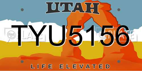 TYU5156 Utah License Plate