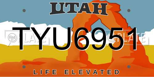 TYU6951 Utah License Plate
