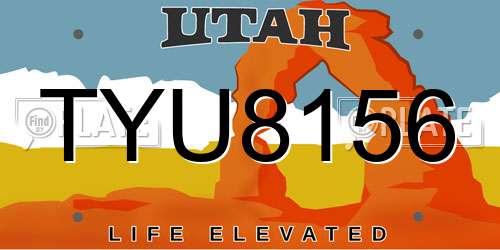 TYU8156 Utah License Plate