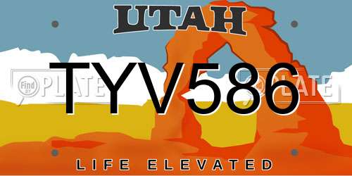 TYV586 Utah License Plate