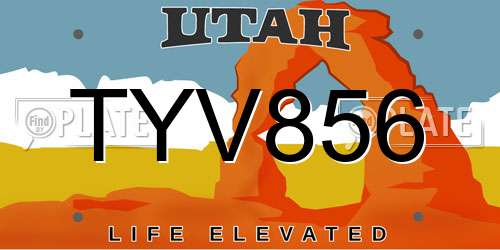 TYV856 Utah License Plate