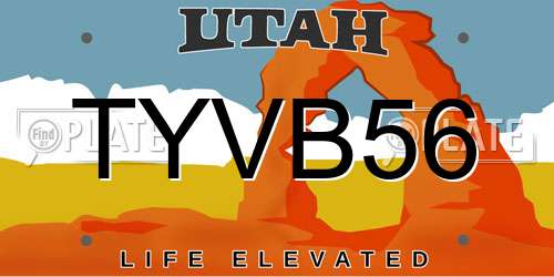 TYVB56 Utah License Plate