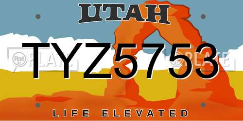TYZ5753 Utah License Plate