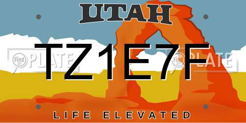 TZ1E7F Utah License Plate