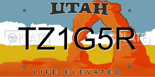 TZ1G5R Utah License Plate