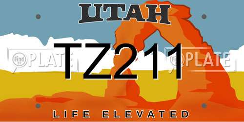 TZ211 Utah License Plate