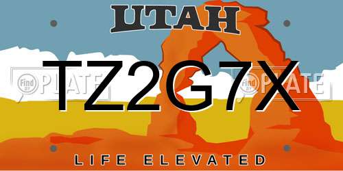 TZ2G7X Utah License Plate
