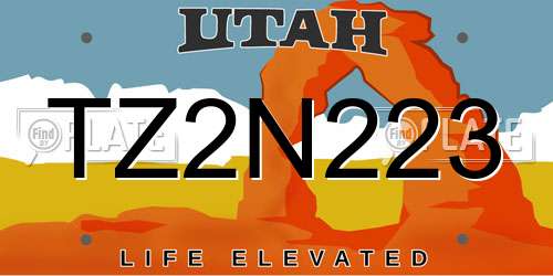 TZ2N223 Utah License Plate