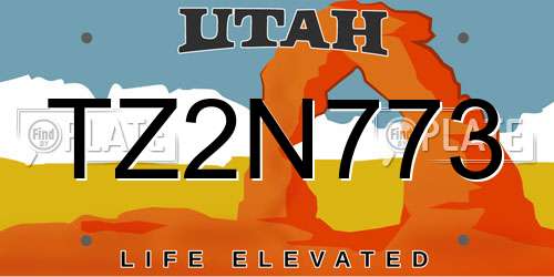 TZ2N773 Utah License Plate