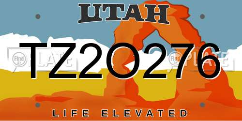 TZ2O276 Utah License Plate