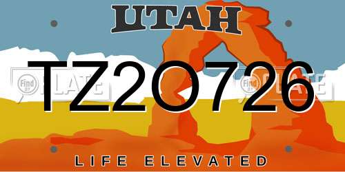 TZ2O726 Utah License Plate