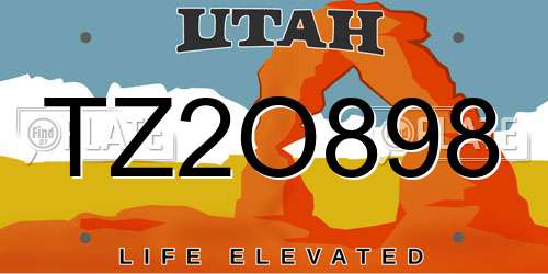 TZ2O898 Utah License Plate